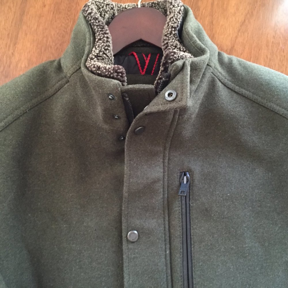 Andrew Marc Fuse wool jacket w shearling collar - Picture 2 of 6
